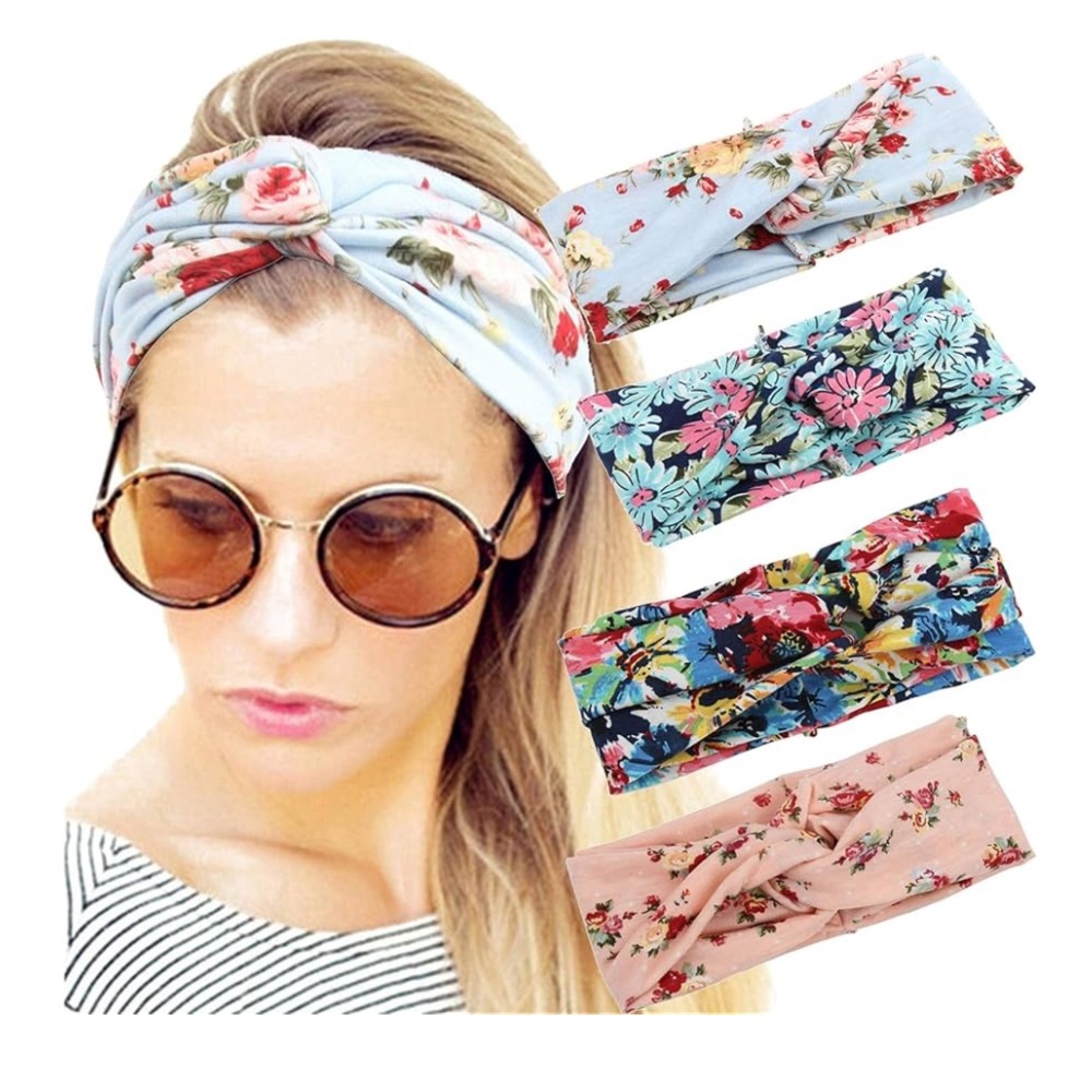 💐 ELACUCOS Boho Headbands for Women Criss Cross Style 4 Pack NEW